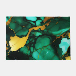 Paillasson Chic Elegant vert foncé jaune Faux Marble