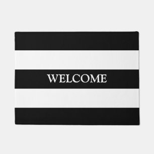 Paillasson Chic Minimal Noir Lignes Blanches Bandes Personnal