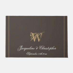 Paillasson Chic Moderne Monogramme Noms Mariage des nouveaux