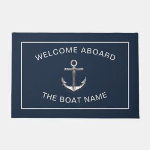 Paillasson Chic Nautical Ancre Bateau Marine Bleu Personnalis
