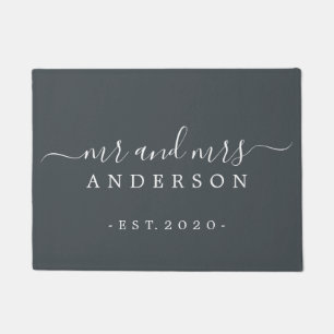 Paillasson Chic Newlysée M. Mme Dark Grey Famille Monogramme