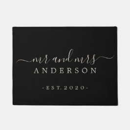 Paillasson Chic Newlysée Mr Mme Black Grey Family Monogramme