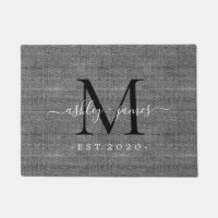 Chic noir Monogramme Noms de script Année Gris Lin