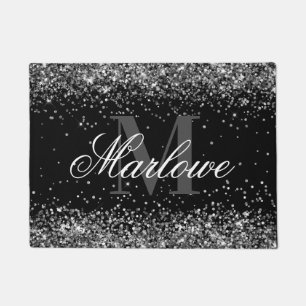 Paillasson Chic Parties scintillant argent noir et blanc Mono