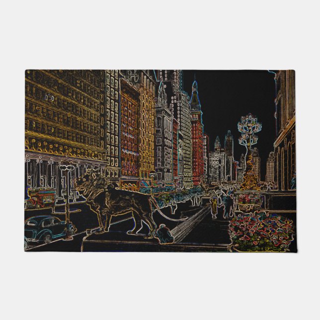 PAILLASSON CHICAGO ART INSTITUTE LIONS MICHIGAN AVE NEON 1930 (Devant)