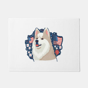 Paillasson Chien Akita avec thème de la fête de l'indépendanc