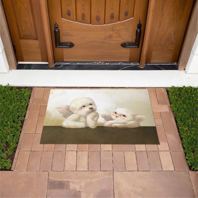 Paillasson Chien angélique et chat sur Cloud (De plein air)