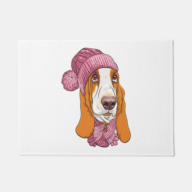 Paillasson chien Basset Hound race en tricot casquette (Devant)