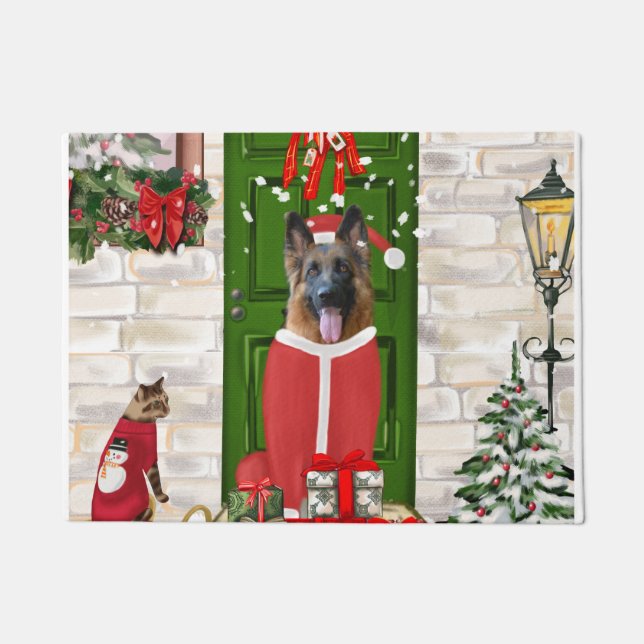Paillasson Chien berger allemand Noël (Devant)