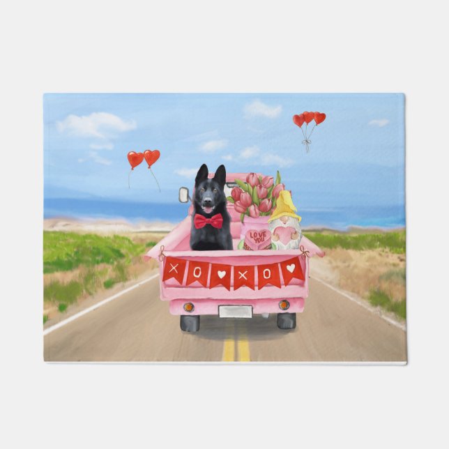 Paillasson Chien berger allemand Saint Valentin Coeurs de cam (Devant)