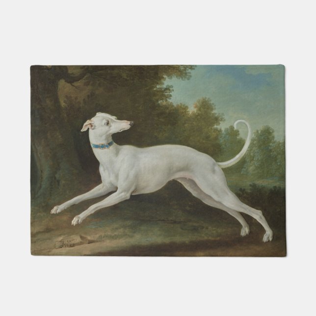 Paillasson Chien blanc gris (par Jean-Baptiste Oudry) (Devant)