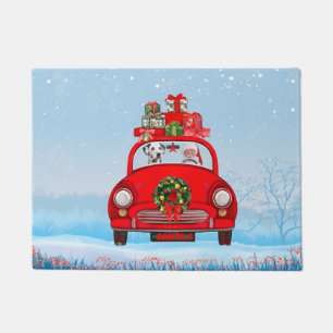 Paillasson Chien Dalmatien En Voiture Avec Le Père Noël