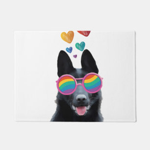 Paillasson Chien de berger allemand avec la Saint-Valentin co