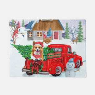 Paillasson Chien de Corgi dans la livraison de Noël Camion ne