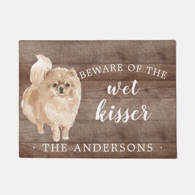 Paillasson Chien de Poméranie - Mat de porte personnalisé (Devant)