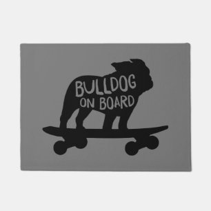 Paillasson Chien de Skateboard Silhouette   Bulldog à bord
