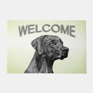 Paillasson Chien géométrique gris sur fond vert