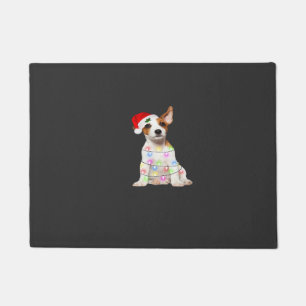 Paillasson chien Jack Russell Santa sapin de Noël lumières Xm
