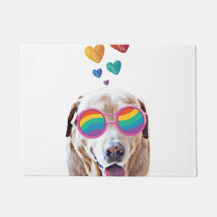Paillasson Chien Labrador avec coeurs Saint-Valentin