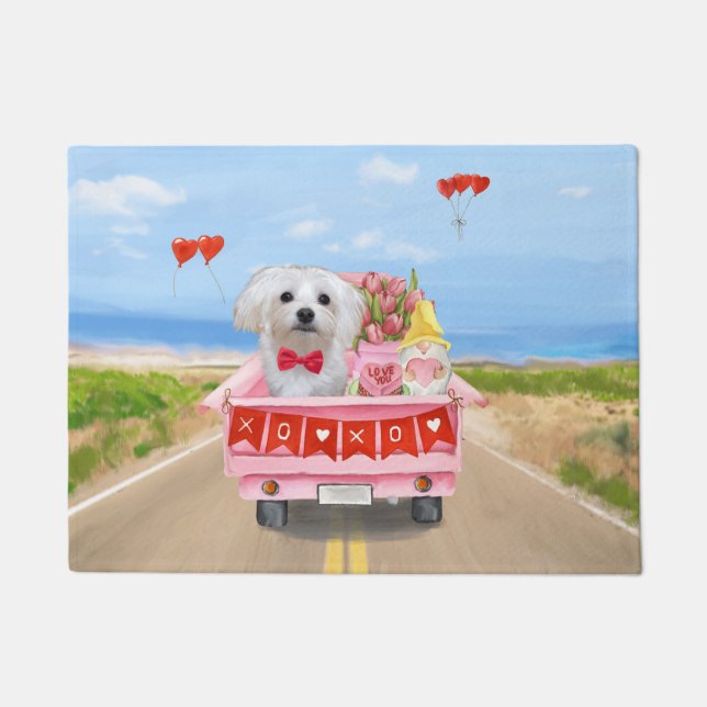 Paillasson Chien maltais camion de la Saint-Valentin (Devant)