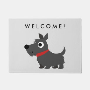 Paillasson Chien mignon de Scottie avec l'accueil rouge de