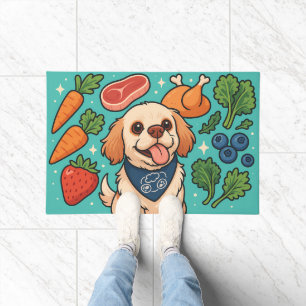 Paillasson Chien mignon entouré d'aliments complets frais