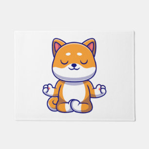 Paillasson Chien mignon shiba inu faisant du yoga méditation
