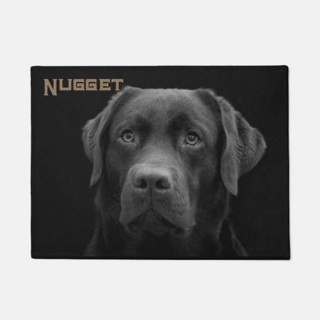 Paillasson Chien noir du Labrador avec nom (Devant)