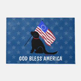 Paillasson Chien patriotique Dieu bénisse Amérique mat de por
