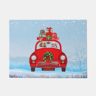 Paillasson Chien Roi Cavalier En Voiture Avec Le Père Noël