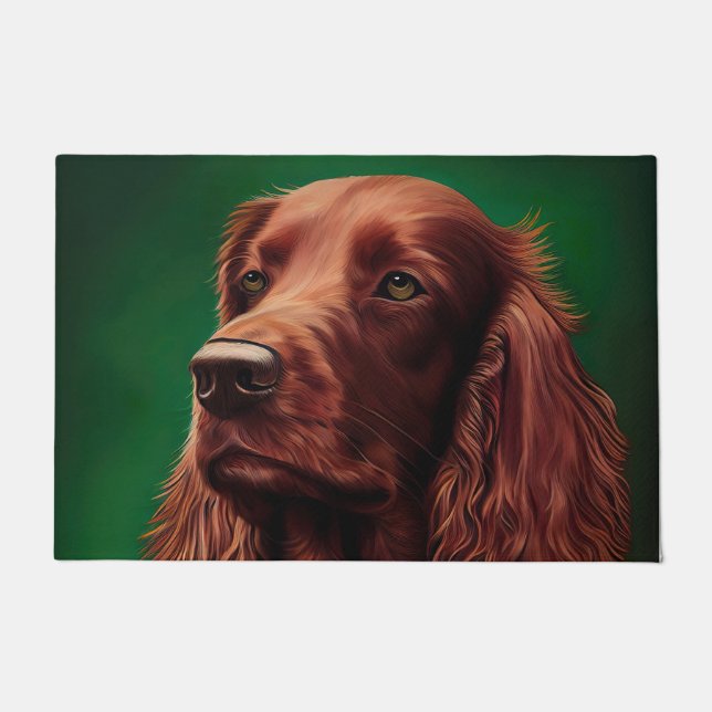 Paillasson Chien rouge irlandais en robe de fête de St. Patri (Devant)