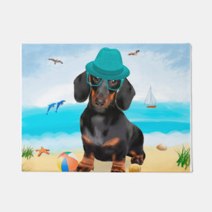 Paillasson Chien teckel sur la plage