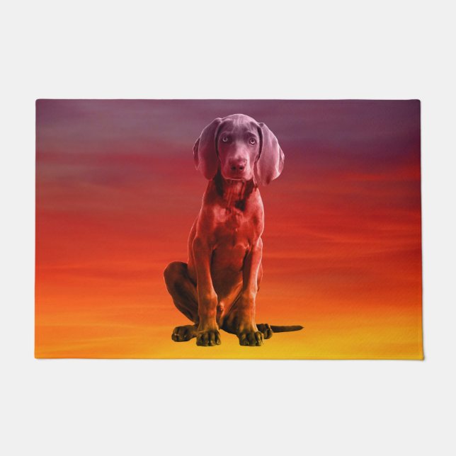 Paillasson Chien Weimaraner Assis Sur La Plage (Devant)