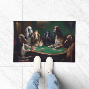 Paillasson Chiens Afghan Hound Jouant au Poker Art