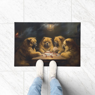 Paillasson Chiens Chow Chow Jouant Poker Art