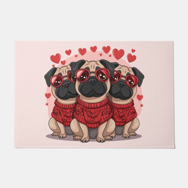 Paillasson Chiens de Carlin de la Saint-Valentin (Devant)