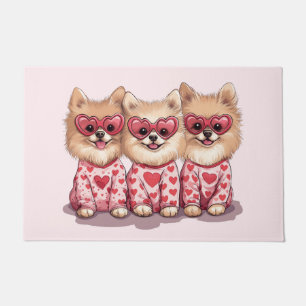 Paillasson Chiens de Poméranie de la Saint-Valentin