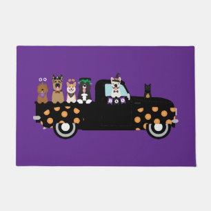 Paillasson Chiens D'Halloween Dans Un Camion De Ramassage