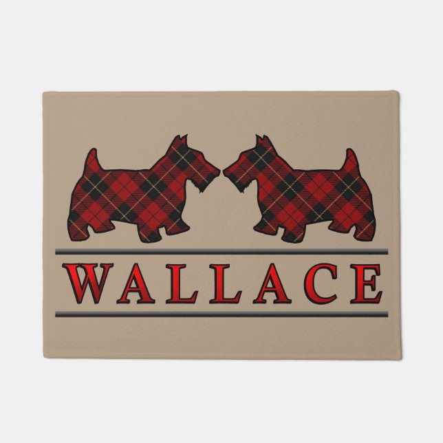 Paillasson Chiens écossais de Scottie de tartan de Wallace de (Devant)