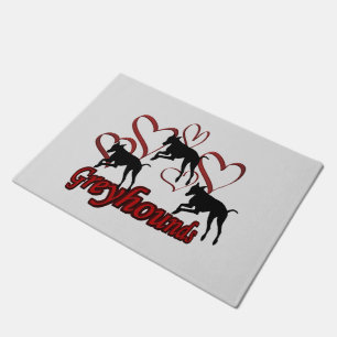 Paillasson Chiens Gris Et Coeurs Rouges