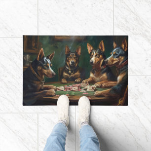 Paillasson Chiens Kelpie australiens jouant au Poker Art