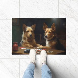 Paillasson Chiens Terrier Australien Jouant au Poker Art