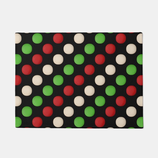 Paillasson Chiffres blancs verts rouges sur noir (Devant)