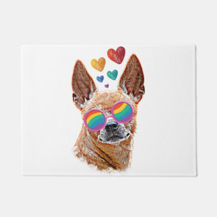 Paillasson Chihuahua Chien avec coeurs Saint-Valentin Lancer