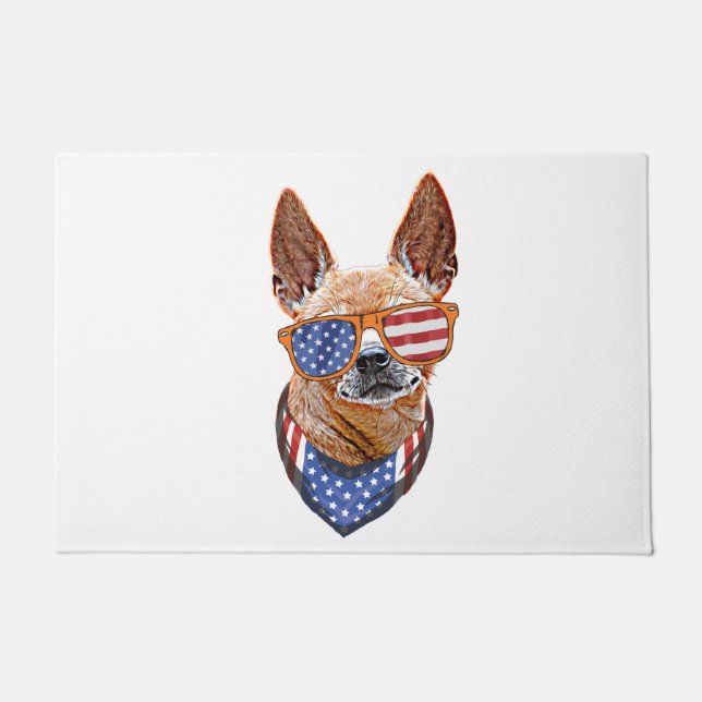 Paillasson Chihuahua Chien USA Indépendance américaine 4 juil (Devant)