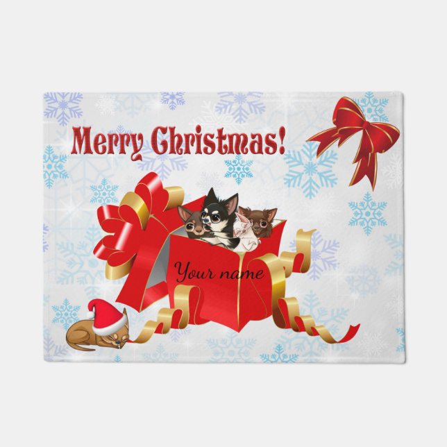 Paillasson Chihuahua - mat de Noël (Devant)
