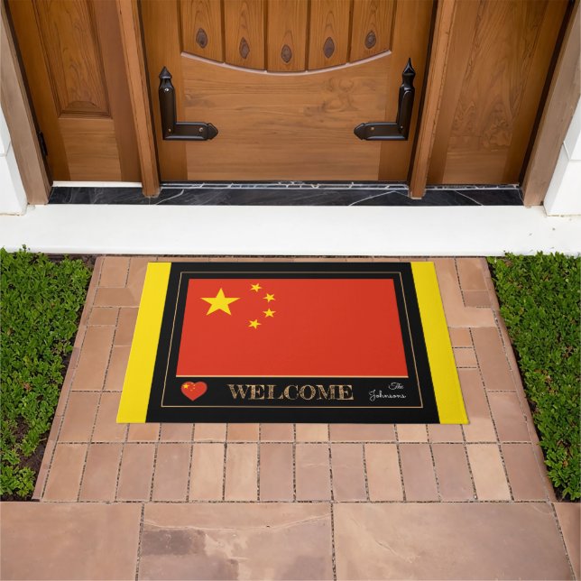 Paillasson Chine & chinois Drapeau de maison mats / sports Bi (De plein air)