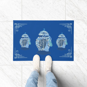 Paillasson Chinoiserie Tassel Blue Ginger Jars de bienvenue