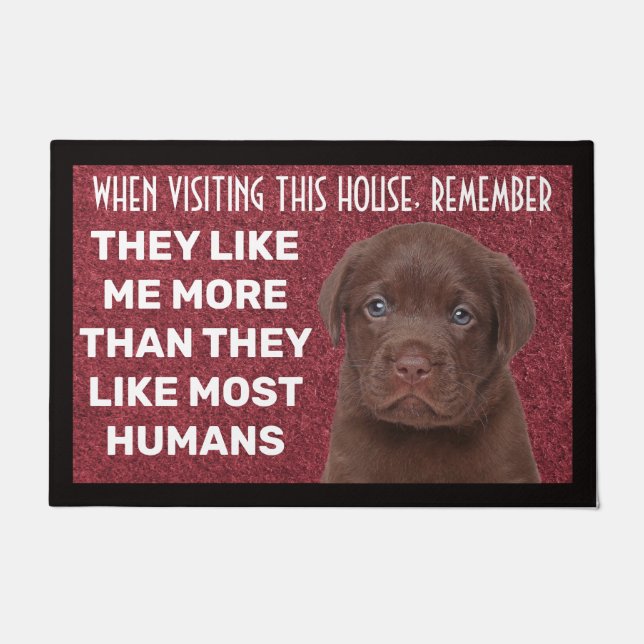 Paillasson Chocolat Labrador porte natte personnalisée (Devant)