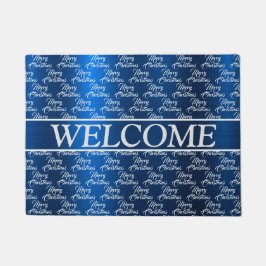 Paillasson Christmas Celebration White Snowflakes Navy Blue